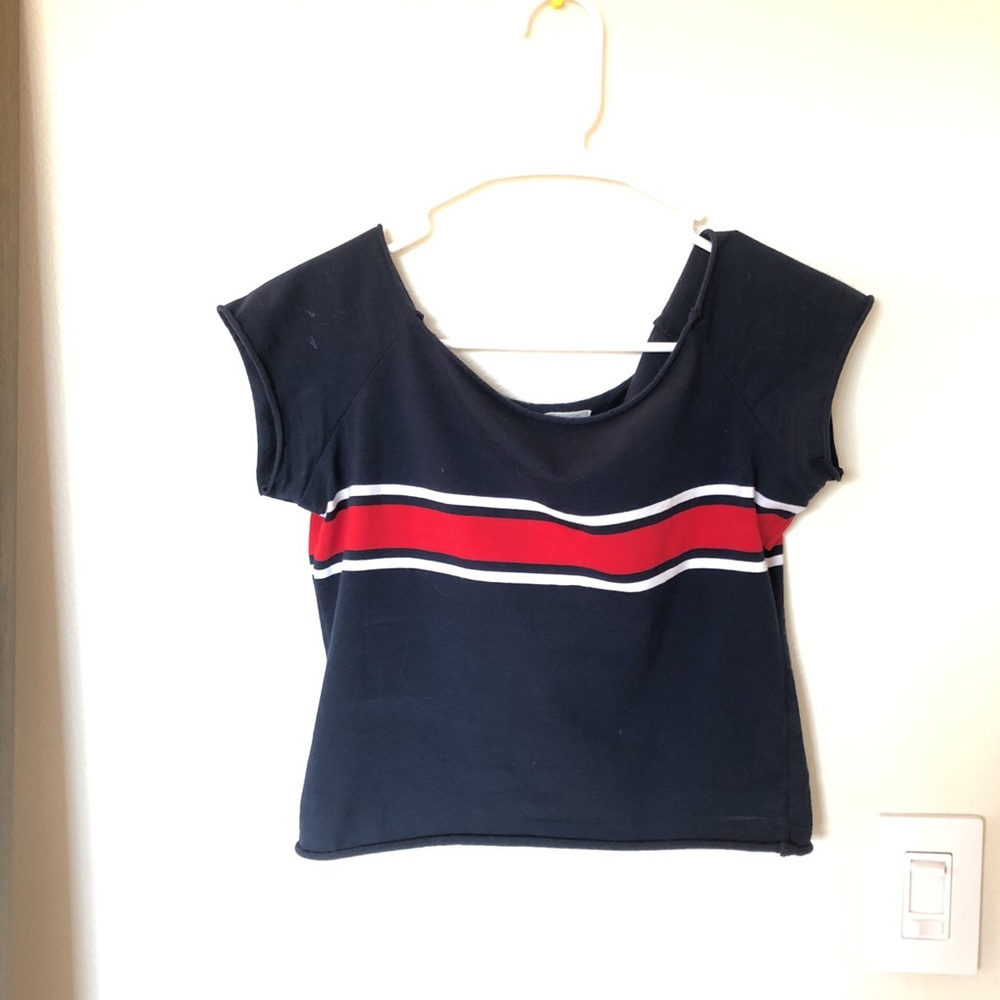 Red striped with white brandy top